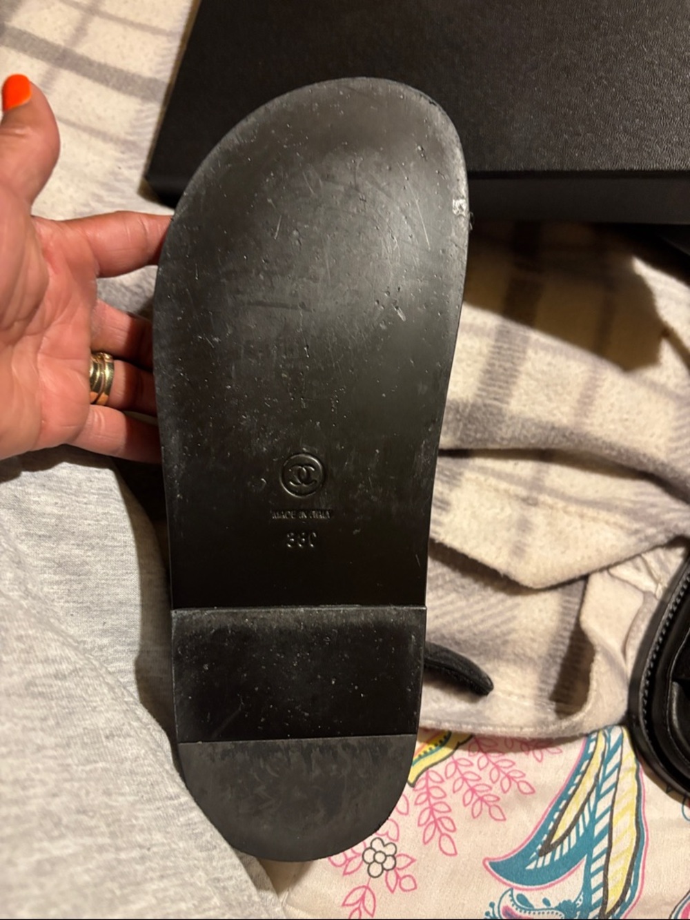 CHANEL Black Quilted Leather Sandals with Gold CC Hardware bought new wore once - Picture 2 of 4